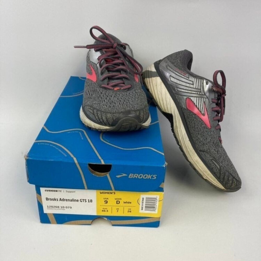 Brooks Women Adrenaline GTS 18 Running Shoe Sneaker Stability Overpronation Gray